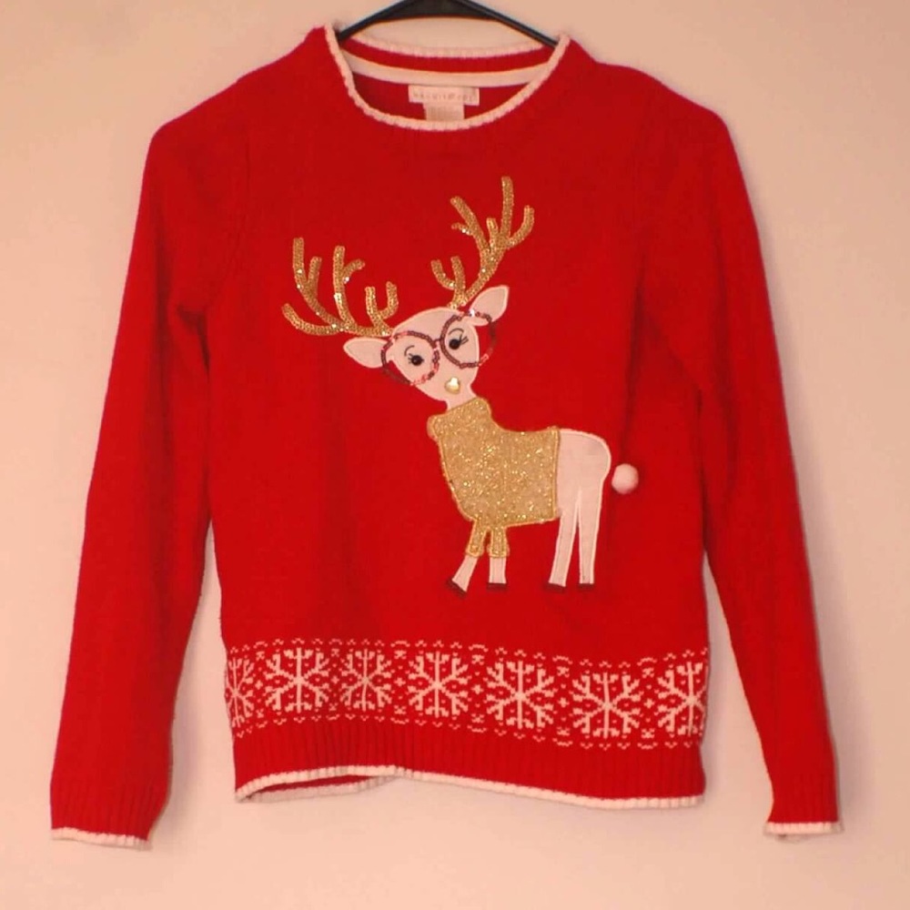 Girls Christmas reindeer sweater